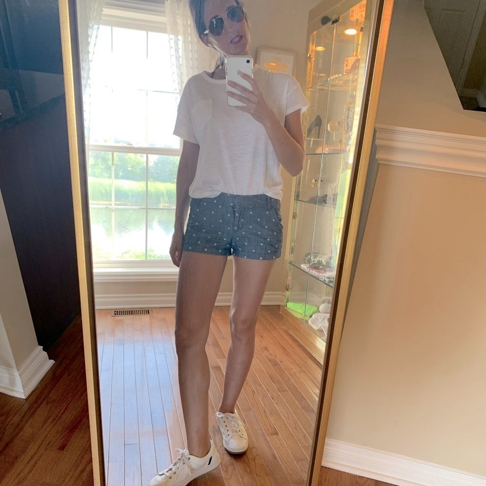 Classic J CREW White Polkadot Denim Shorts ☀️